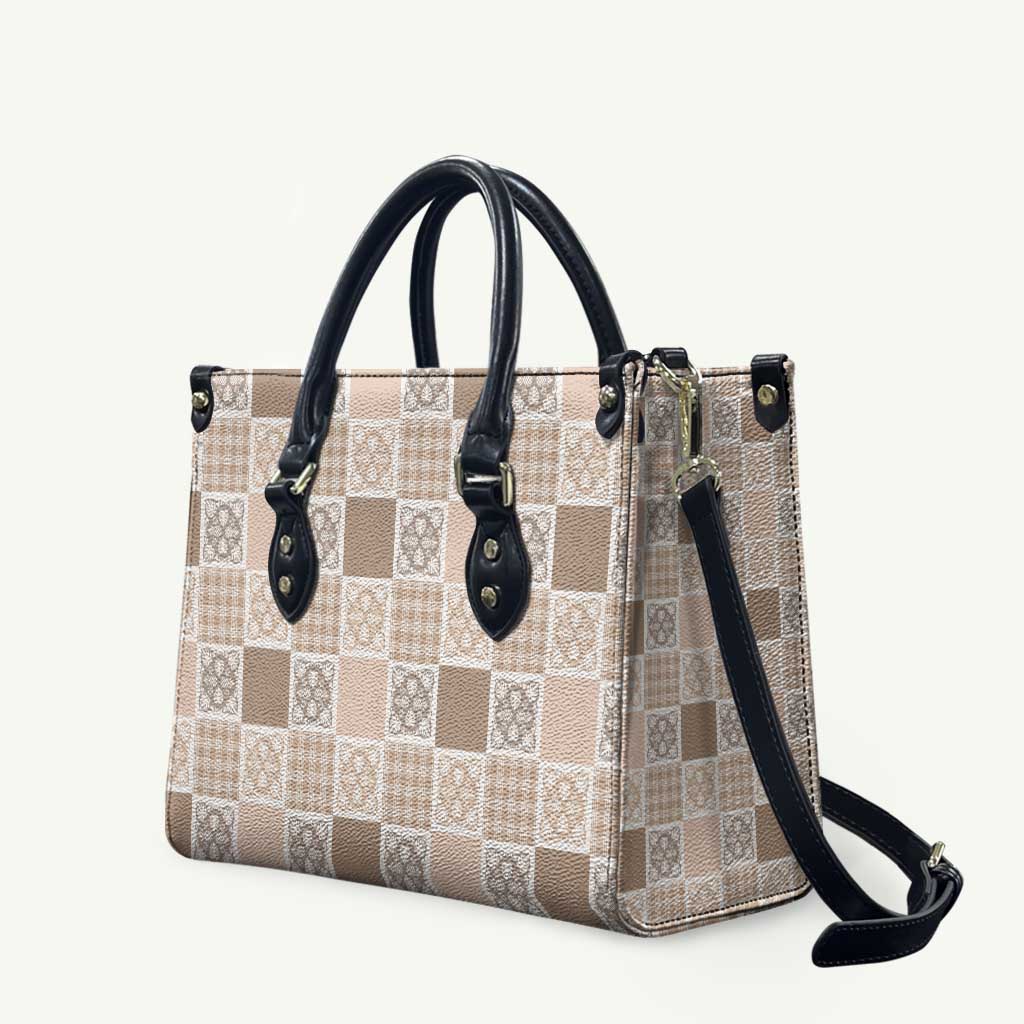 Hawaiian Palaka Quilt Pattern Leather Bag Hawaii Culture Tropical Flowers Mix - Polynesian Pride