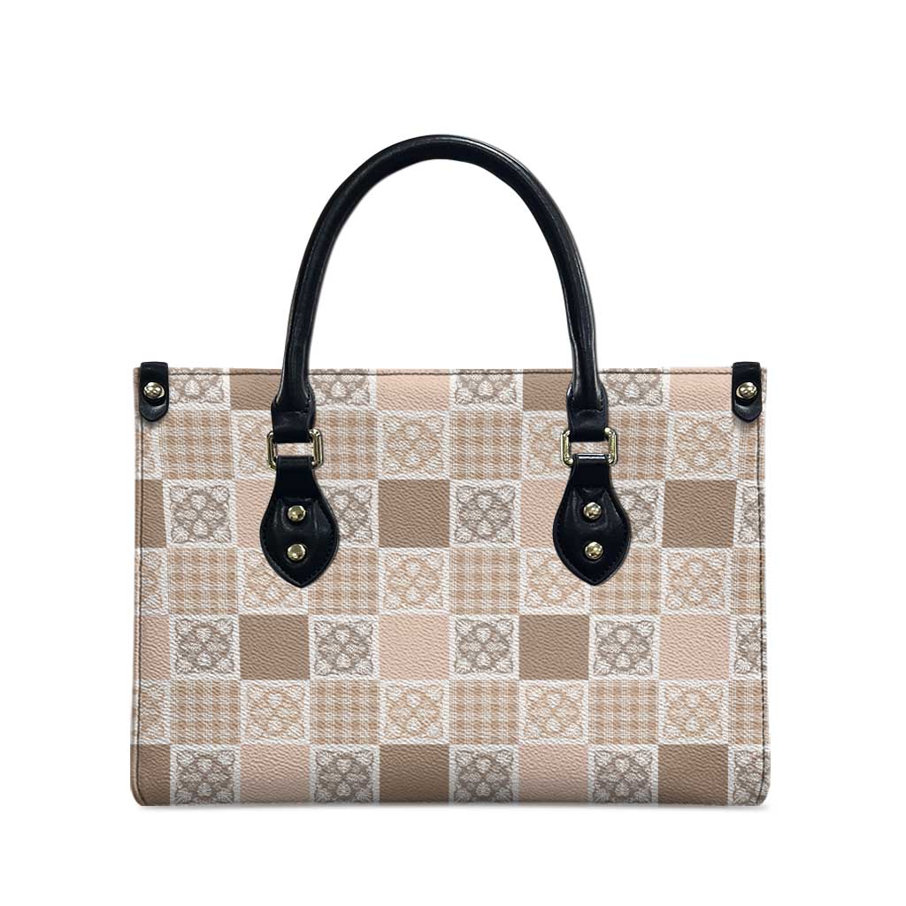 Hawaiian Palaka Quilt Pattern Leather Bag Hawaii Culture Tropical Flowers Mix - Polynesian Pride