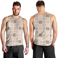 Hawaiian Palaka Quilt Pattern Men Tank Top Hawaii Culture Tropical Flowers Mix - Polynesian Pride