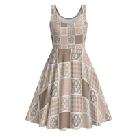 Hawaiian Palaka Quilt Pattern Midi Dress Hawaii Culture Tropical Flowers Mix - Polynesian Pride