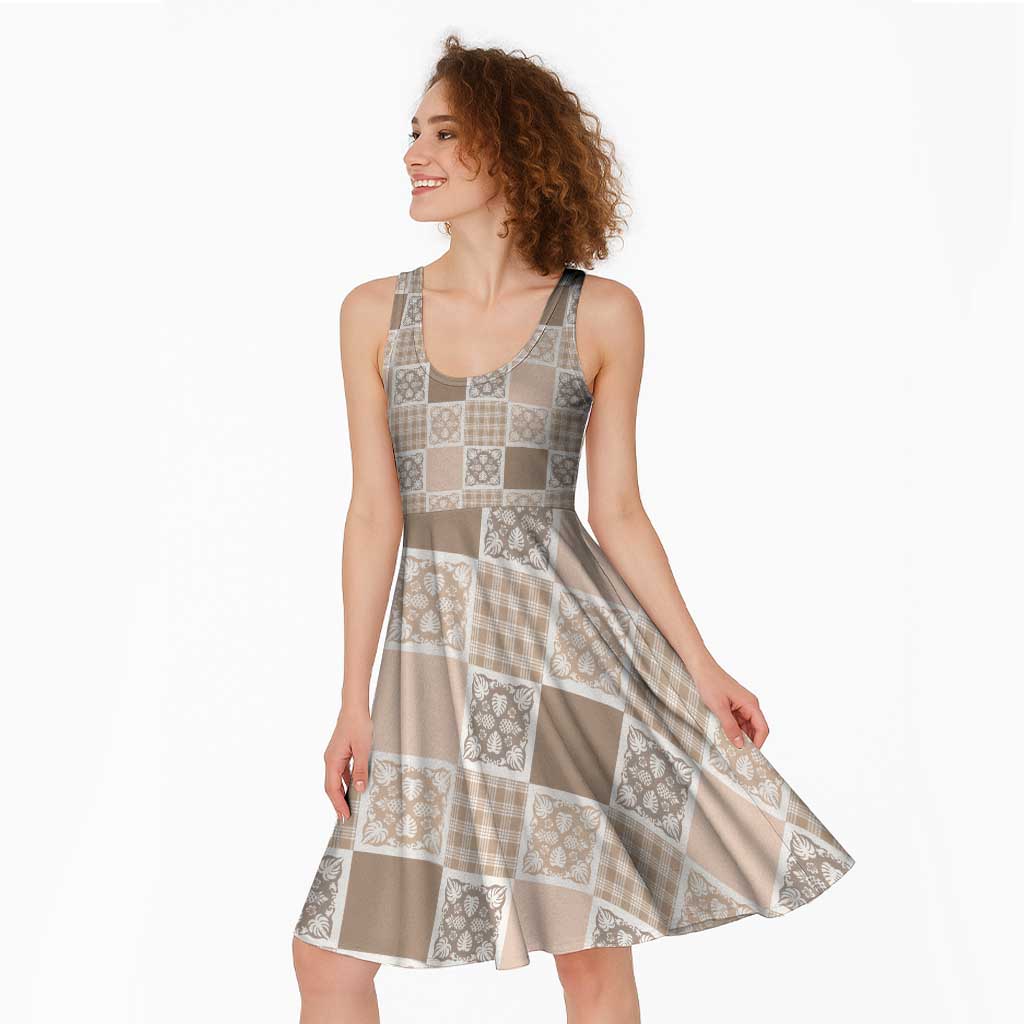 Hawaiian Palaka Quilt Pattern Midi Dress Hawaii Culture Tropical Flowers Mix - Polynesian Pride