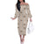 Hawaiian Palaka Quilt Pattern Off The Shoulder Long Sleeve Dress Hawaii Culture Tropical Flowers Mix - Polynesian Pride