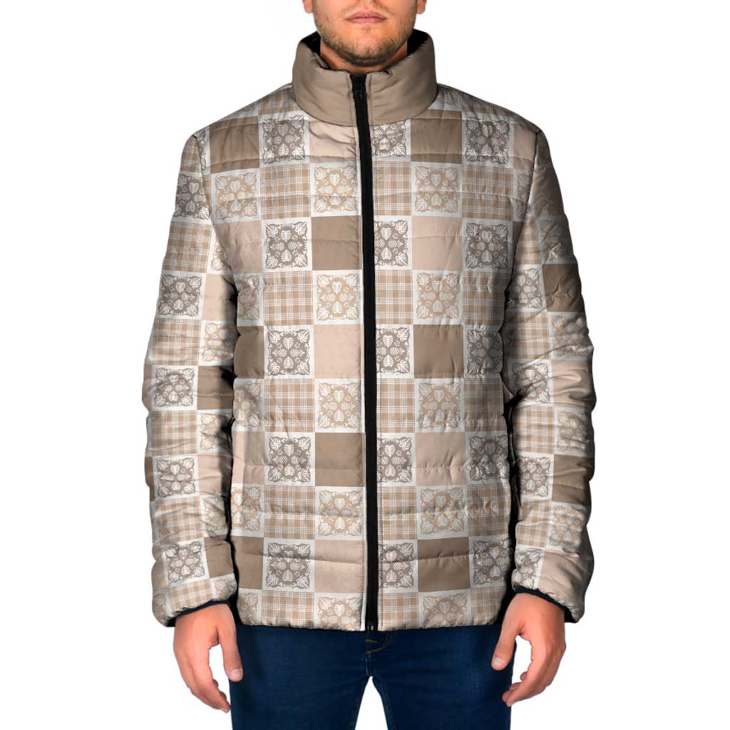 Hawaiian Palaka Quilt Pattern Padded Jacket Hawaii Culture Tropical Flowers Mix - Polynesian Pride