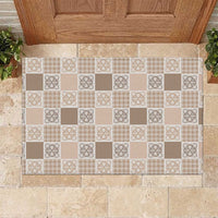 Hawaiian Palaka Quilt Pattern Rubber Doormat Hawaii Culture Tropical Flowers Mix - Polynesian Pride