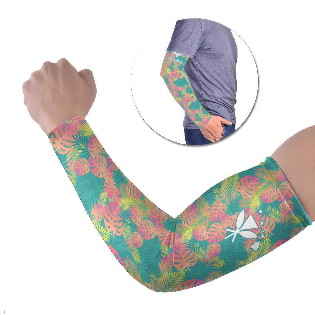 Seamless Hawaiian Quilt Pattern Arm Sleeves Hawaii Culture Palm Leaf Tropical - Polynesian Pride