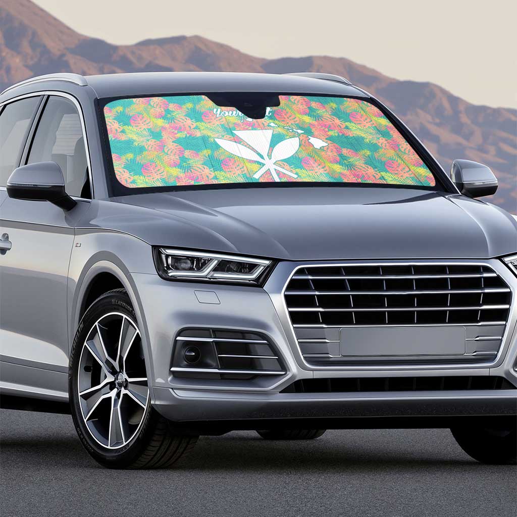 Seamless Hawaiian Quilt Pattern Auto Sun Shade Hawaii Culture Palm Leaf Tropical - Polynesian Pride