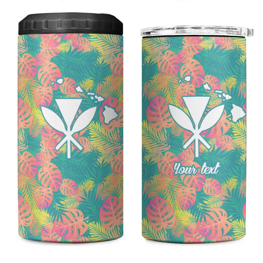 Seamless Hawaiian Quilt Pattern 4 in 1 Can Cooler Tumbler Hawaii Culture Palm Leaf Tropical - Polynesian Pride