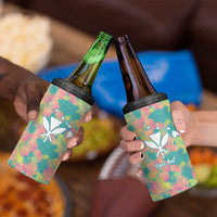 Seamless Hawaiian Quilt Pattern 4 in 1 Can Cooler Tumbler Hawaii Culture Palm Leaf Tropical - Polynesian Pride