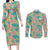 Seamless Hawaiian Quilt Pattern Couples Matching Long Sleeve Bodycon Dress and Long Sleeve Button Shirt Hawaii Culture Palm Leaf Tropical - Polynesian Pride