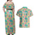 Seamless Hawaiian Quilt Pattern Couples Matching Off Shoulder Maxi Dress and Hawaiian Shirt Hawaii Culture Palm Leaf Tropical - Polynesian Pride