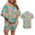 Seamless Hawaiian Quilt Pattern Couples Matching Off Shoulder Short Dress and Hawaiian Shirt Hawaii Culture Palm Leaf Tropical - Polynesian Pride