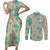 Seamless Hawaiian Quilt Pattern Couples Matching Short Sleeve Bodycon Dress and Long Sleeve Button Shirt Hawaii Culture Palm Leaf Tropical - Polynesian Pride