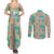 Seamless Hawaiian Quilt Pattern Couples Matching Summer Maxi Dress and Long Sleeve Button Shirt Hawaii Culture Palm Leaf Tropical - Polynesian Pride