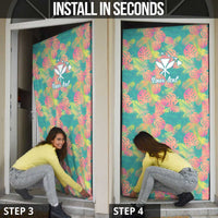 Seamless Hawaiian Quilt Pattern Door Cover Hawaii Culture Palm Leaf Tropical - Polynesian Pride