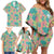 Seamless Hawaiian Quilt Pattern Family Matching Off Shoulder Short Dress and Hawaiian Shirt Hawaii Culture Palm Leaf Tropical - Polynesian Pride