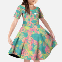 Seamless Hawaiian Quilt Pattern Family Matching Summer Maxi Dress and Hawaiian Shirt Hawaii Culture Palm Leaf Tropical - Polynesian Pride