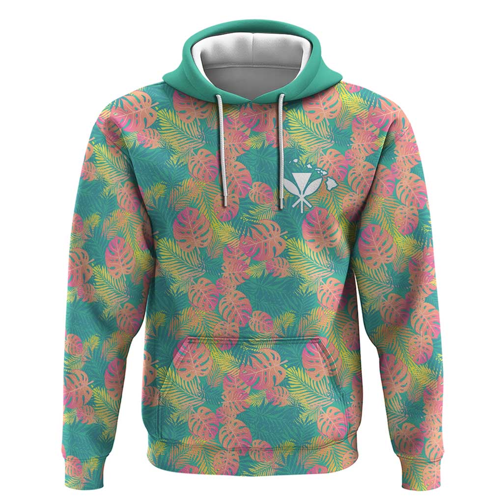 Seamless Hawaiian Quilt Pattern Hoodie Hawaii Culture Palm Leaf Tropical - Polynesian Pride