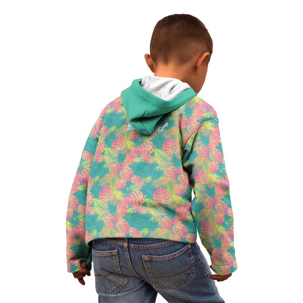 Seamless Hawaiian Quilt Pattern Kid Hoodie Hawaii Culture Palm Leaf Tropical - Polynesian Pride