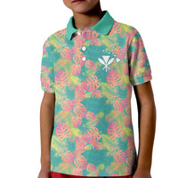 Seamless Hawaiian Quilt Pattern Kid Polo Shirt Hawaii Culture Palm Leaf Tropical - Polynesian Pride