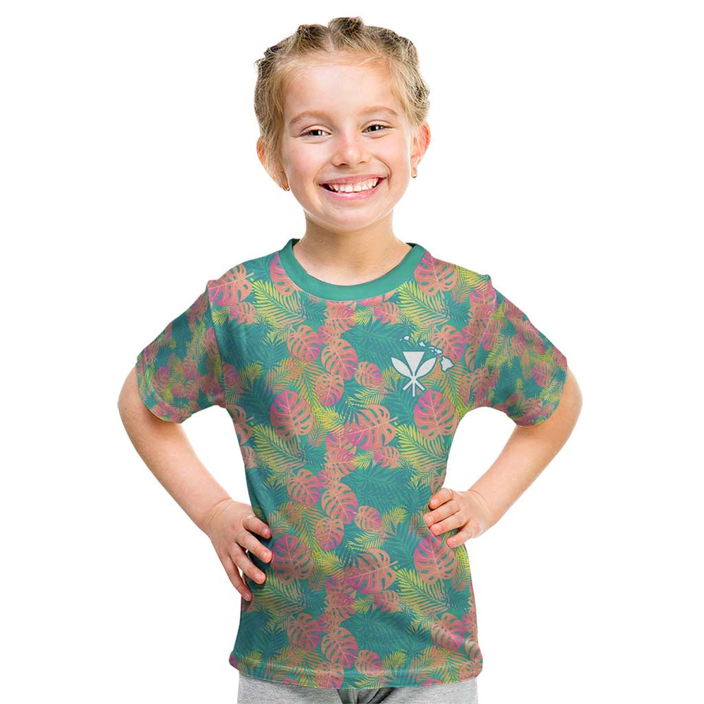 Seamless Hawaiian Quilt Pattern Kid T Shirt Hawaii Culture Palm Leaf Tropical - Polynesian Pride