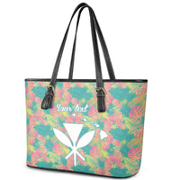 Seamless Hawaiian Quilt Pattern Leather Tote Bag Hawaii Culture Palm Leaf Tropical - Polynesian Pride