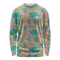 Seamless Hawaiian Quilt Pattern Long Sleeve Shirt Hawaii Culture Palm Leaf Tropical - Polynesian Pride