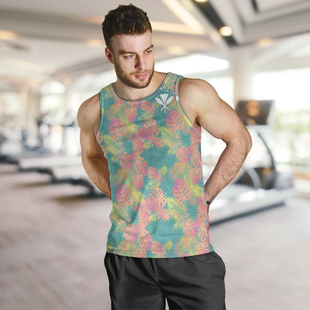 Seamless Hawaiian Quilt Pattern Men Tank Top Hawaii Culture Palm Leaf Tropical - Polynesian Pride