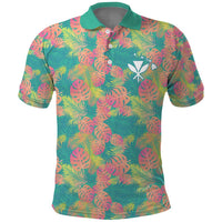 Seamless Hawaiian Quilt Pattern Polo Shirt Hawaii Culture Palm Leaf Tropical - Polynesian Pride