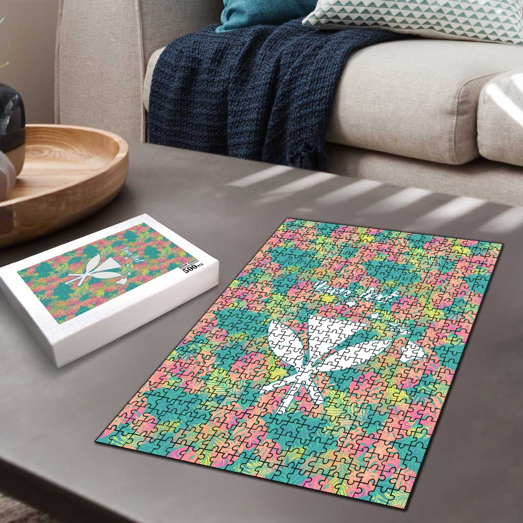 Seamless Hawaiian Quilt Pattern Puzzle Hawaii Culture Palm Leaf Tropical - Polynesian Pride