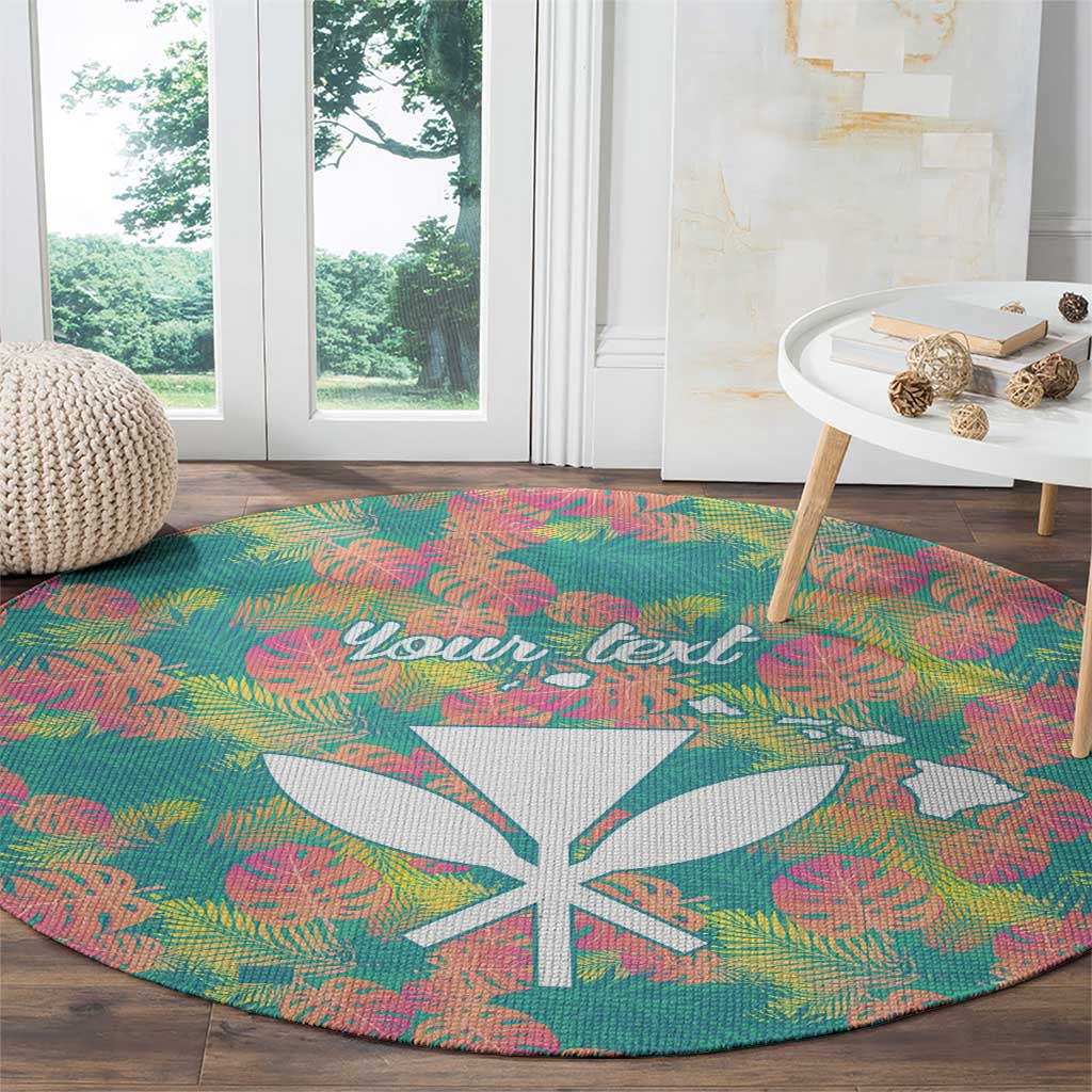 Seamless Hawaiian Quilt Pattern Round Carpet Hawaii Culture Palm Leaf Tropical - Polynesian Pride