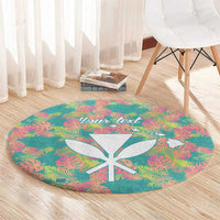 Seamless Hawaiian Quilt Pattern Round Carpet Hawaii Culture Palm Leaf Tropical - Polynesian Pride
