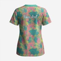 Seamless Hawaiian Quilt Pattern Scrub Top Hawaii Culture Palm Leaf Tropical - Polynesian Pride