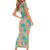 Seamless Hawaiian Quilt Pattern Short Sleeve Bodycon Dress Hawaii Culture Palm Leaf Tropical - Polynesian Pride