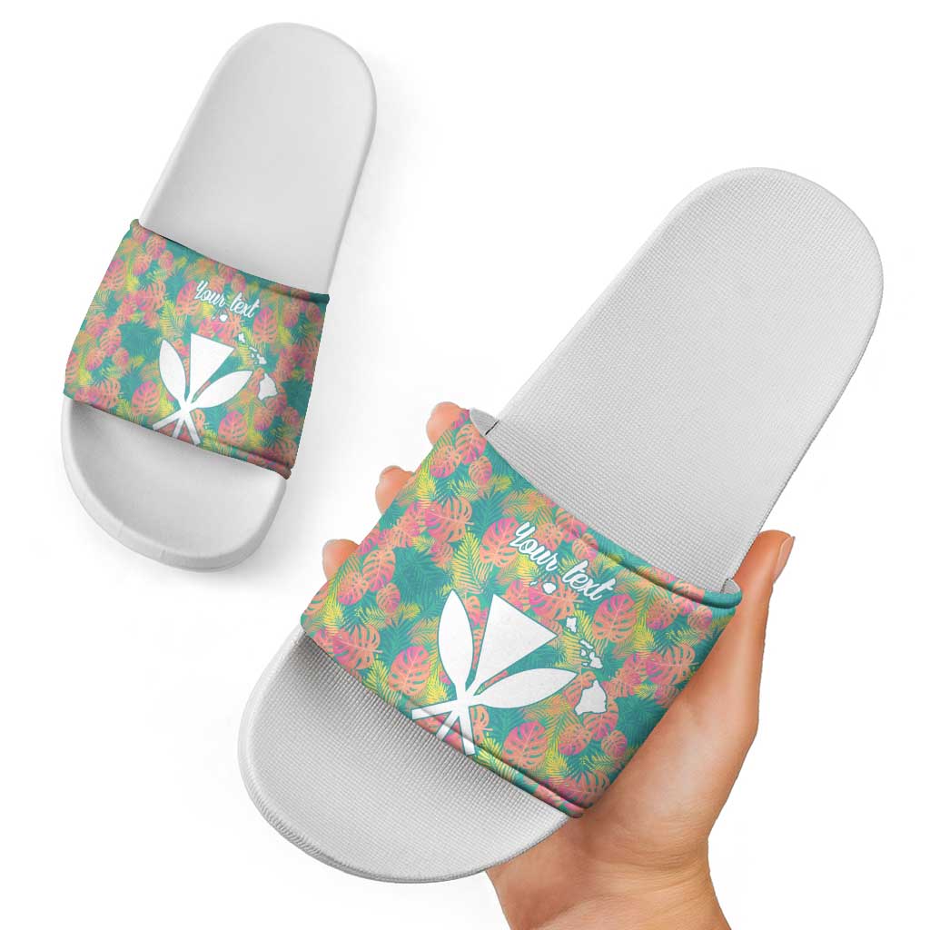 Seamless Hawaiian Quilt Pattern Slide Sandals Hawaii Culture Palm Leaf Tropical - Polynesian Pride