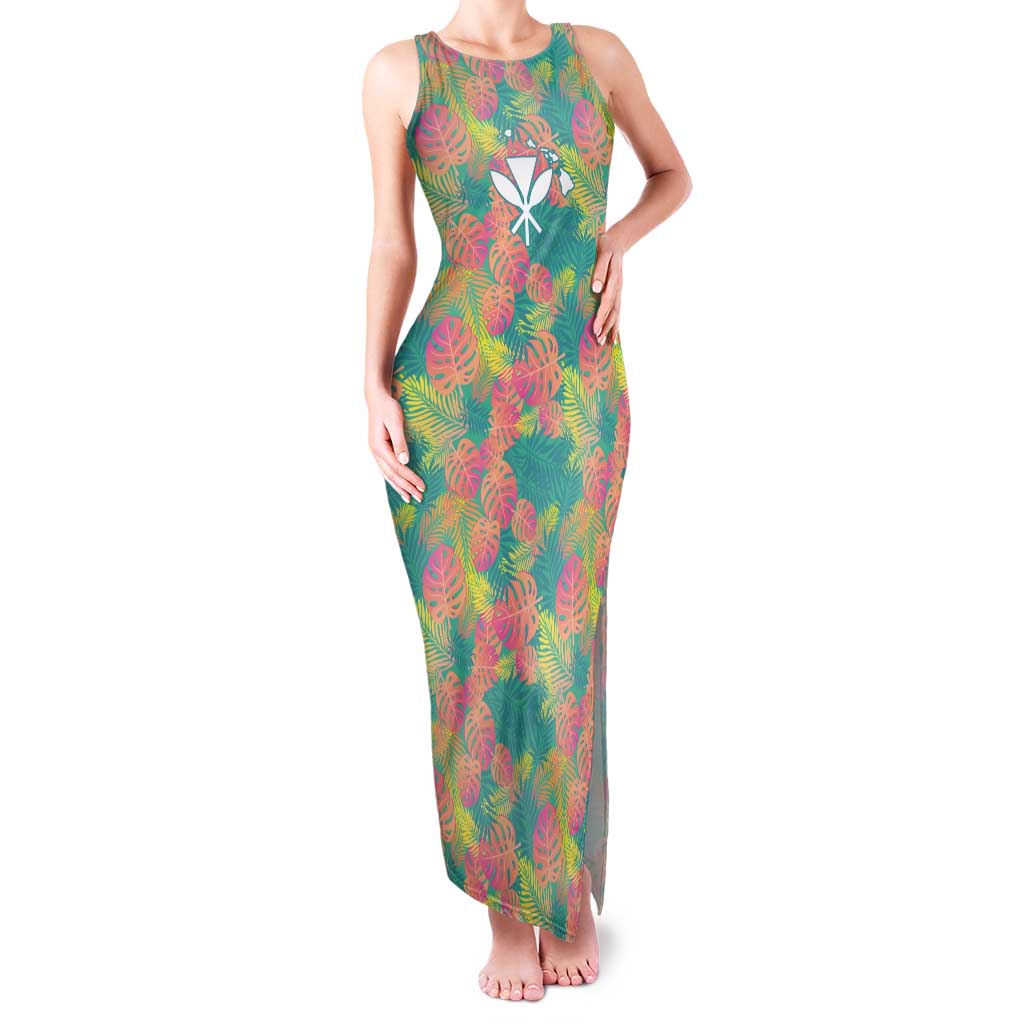 Seamless Hawaiian Quilt Pattern Tank Maxi Dress Hawaii Culture Palm Leaf Tropical - Polynesian Pride