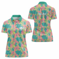 Seamless Hawaiian Quilt Pattern Women Polo Shirt Hawaii Culture Palm Leaf Tropical - Polynesian Pride