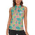 Seamless Hawaiian Quilt Pattern Women Sleeveless Polo Shirt Hawaii Culture Palm Leaf Tropical - Polynesian Pride