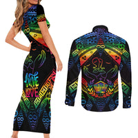 tonga-lgbt-couples-matching-short-sleeve-bodycon-dress-and-long-sleeve-button-shirts-love-is-love-ngatu-rainbow-water-color