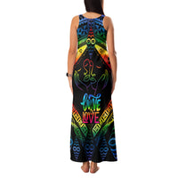 Tonga LGBT Family Matching Tank Maxi Dress and Hawaiian Shirt Love Is Love Ngatu Rainbow Water Color LT9 - Polynesian Pride