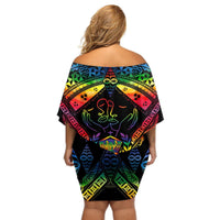 Tonga LGBT Off Shoulder Short Dress Love Is Love Ngatu Rainbow Water Color LT9 - Polynesian Pride
