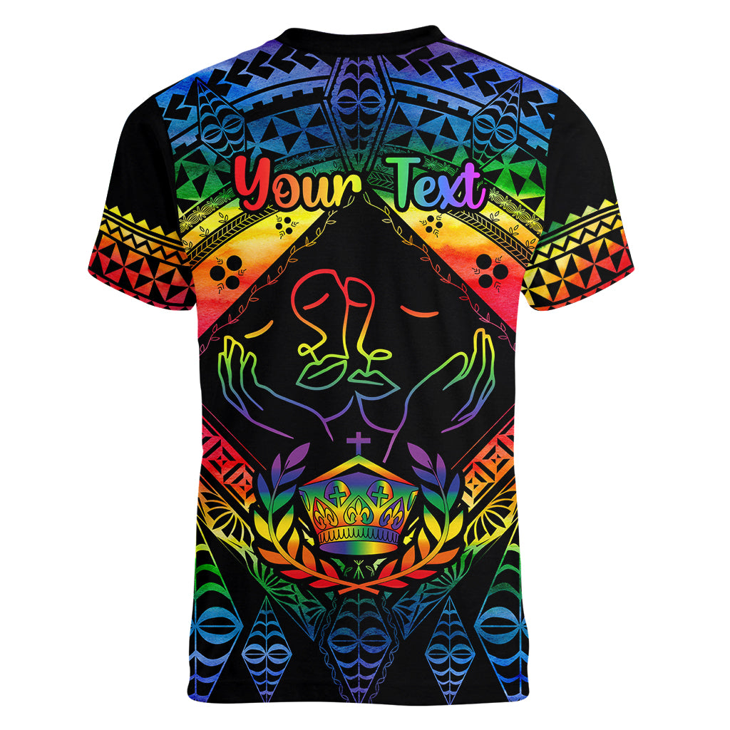 personalised-tonga-lgbt-women-v-neck-t-shirt-love-is-love-ngatu-rainbow-water-color