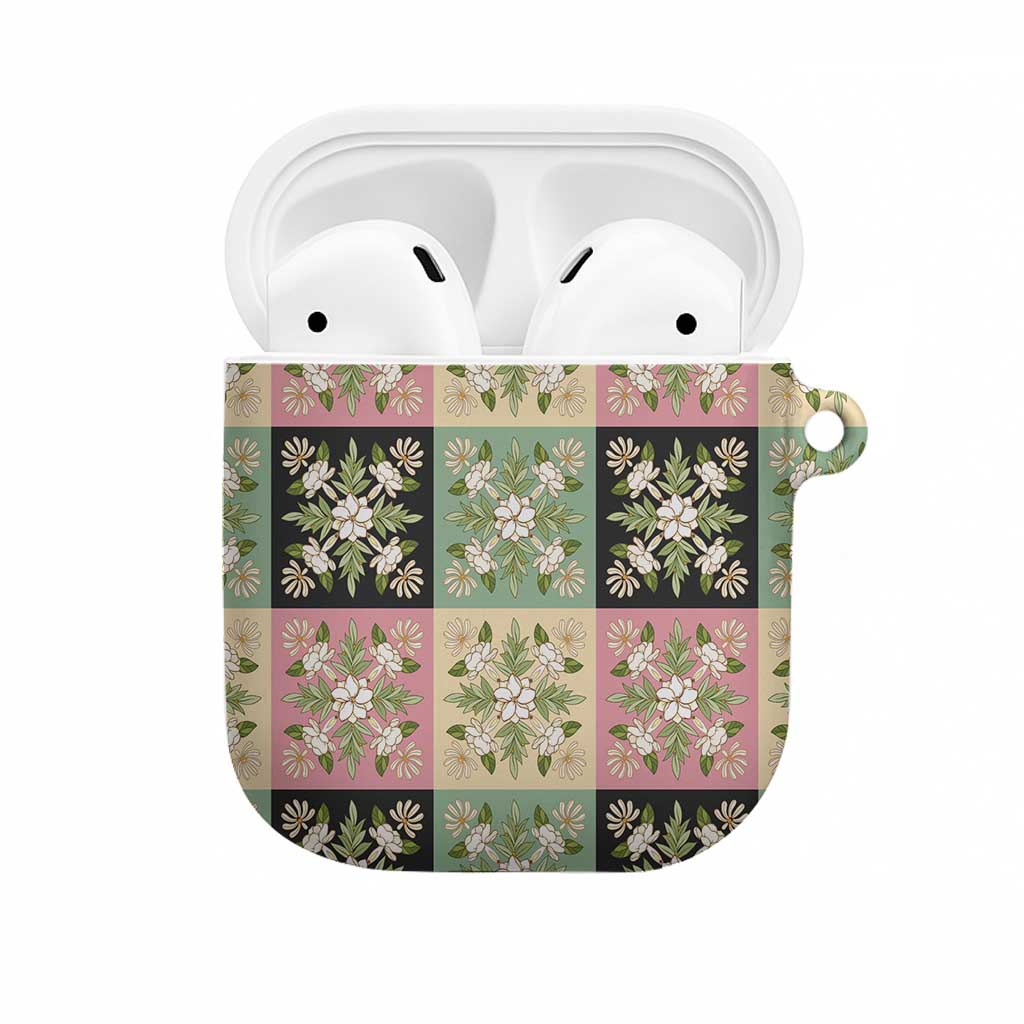 Seamless Pattern Maile and Pikake Lei AirPods Case Squares Maile Leaf - Polynesian Pride