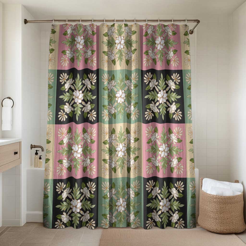 Seamless Pattern Maile and Pikake Lei Bathroom Set Squares Maile Leaf - Polynesian Pride