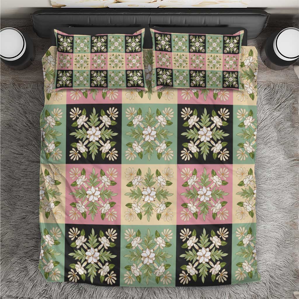 Seamless Pattern Maile and Pikake Lei Bedding Set Squares Maile Leaf - Polynesian Pride