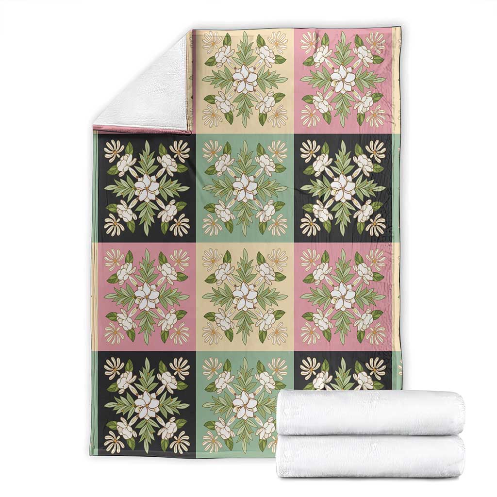 Seamless Pattern Maile and Pikake Lei Blanket Squares Maile Leaf - Polynesian Pride