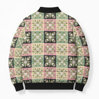Seamless Pattern Maile and Pikake Lei Bomber Puffer Jacket Squares Maile Leaf - Polynesian Pride
