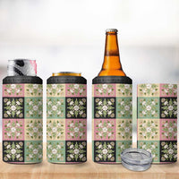 Seamless Pattern Maile and Pikake Lei 4 in 1 Can Cooler Tumbler Squares Maile Leaf - Polynesian Pride