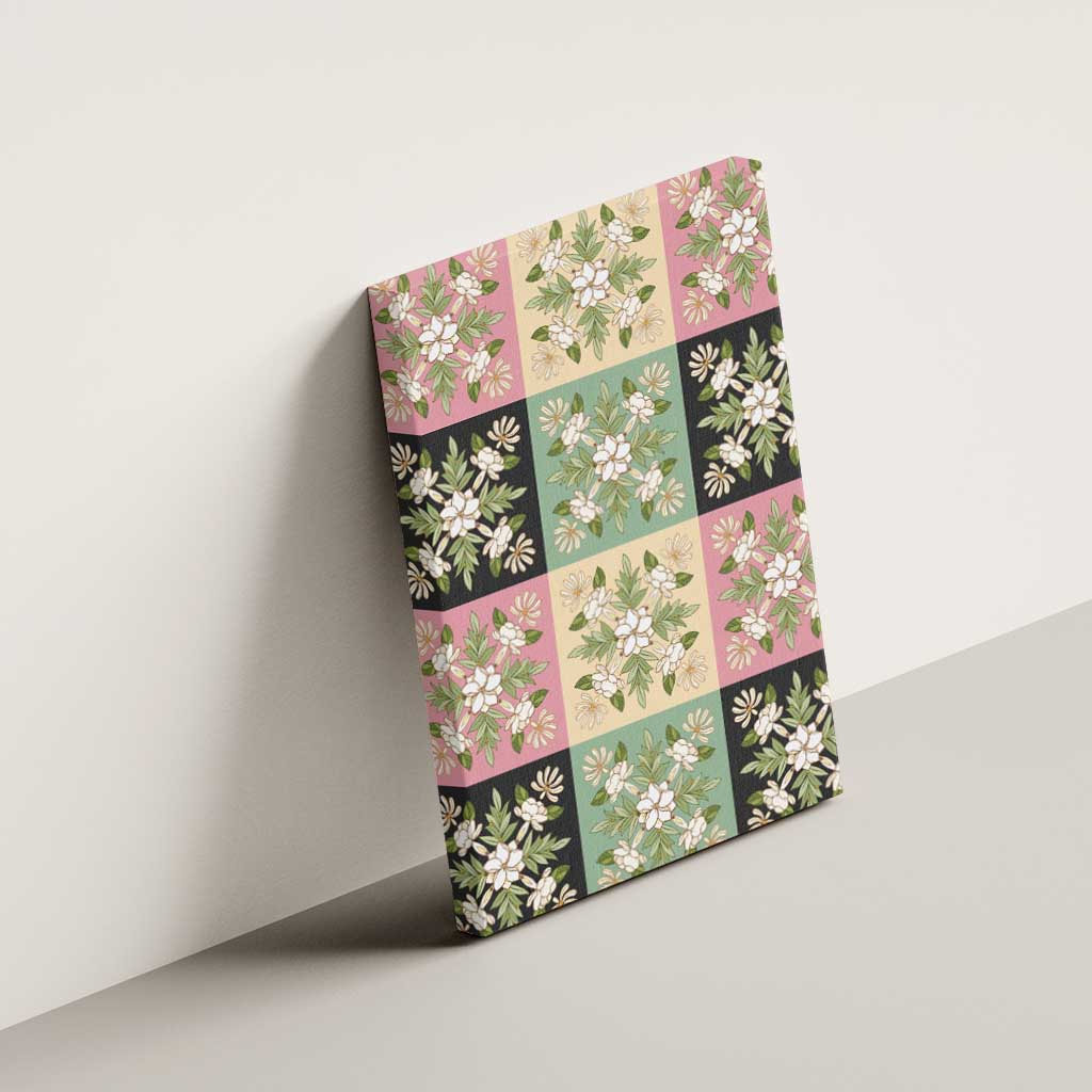 Seamless Pattern Maile and Pikake Lei Canvas Wall Art Squares Maile Leaf - Polynesian Pride