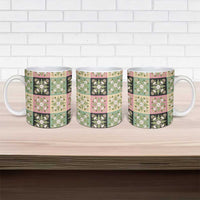 Seamless Pattern Maile and Pikake Lei Ceramic Mug Squares Maile Leaf - Polynesian Pride
