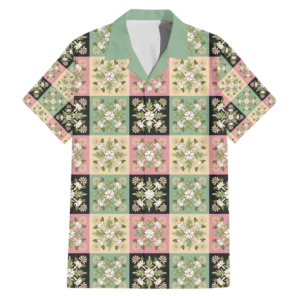 Seamless Pattern Maile and Pikake Lei Family Matching Mermaid Dress and Hawaiian Shirt Squares Maile Leaf - Polynesian Pride